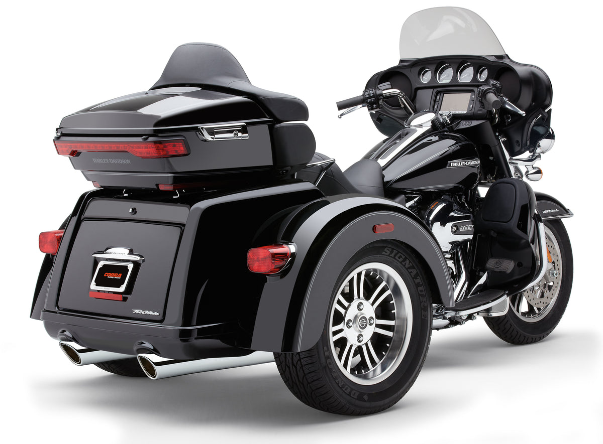 909-TWINS 4" SLIP-ONS CHROME TRI-GLIDE 09-22