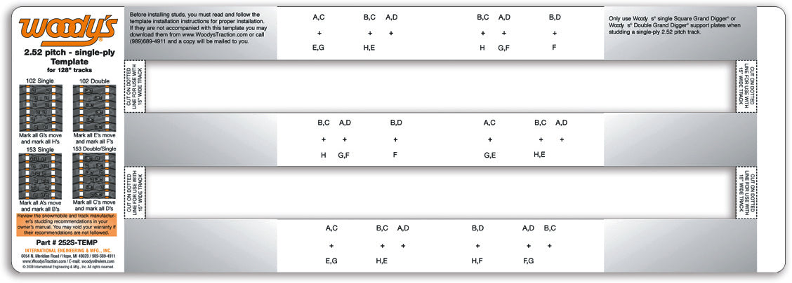 252S Studding Template