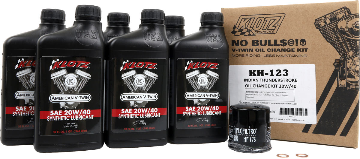 Indian® Motorcycle Thunderstoke Engine 15W-6 Synthetic Oil Change Kit