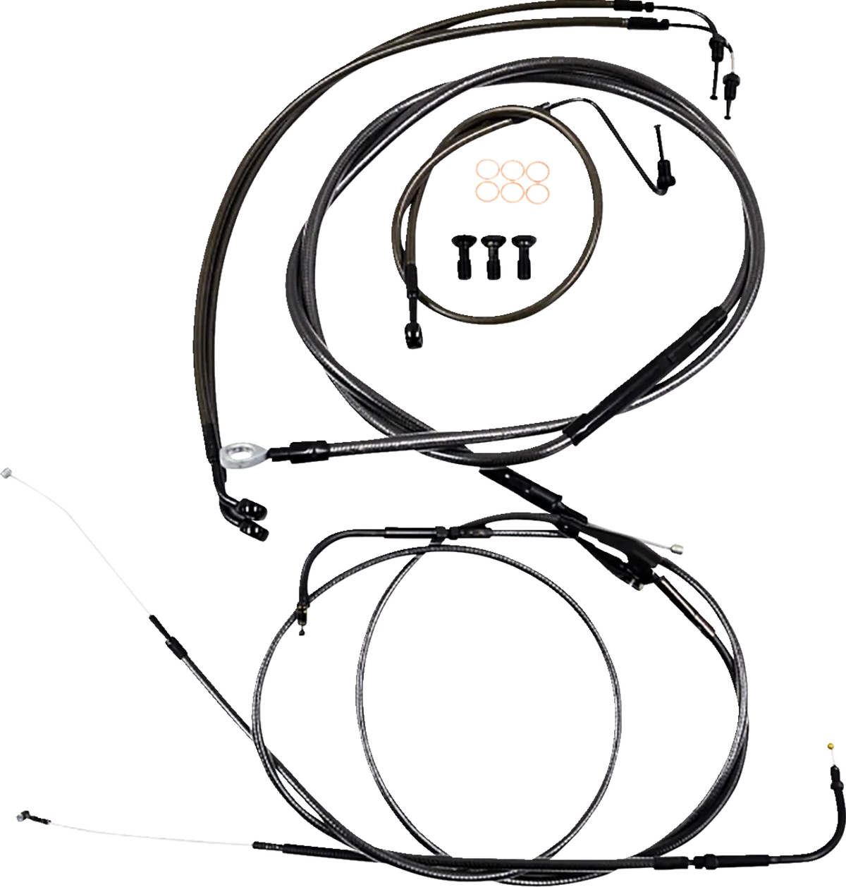 Standard Midnight Braided Handlebar Cable/Brake Line Kit — Mini/Ape Hanger