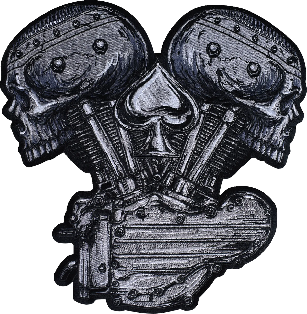 Metal and Mayhem V-Twin Skull Embroidered Patch