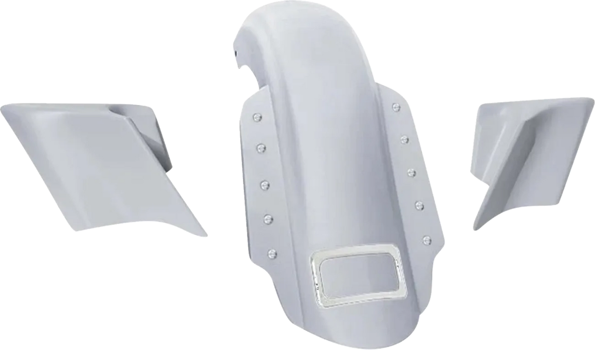 Swoop Three Piece Stretched Rear Fender Kit With Side Panels and Lightening Bolts