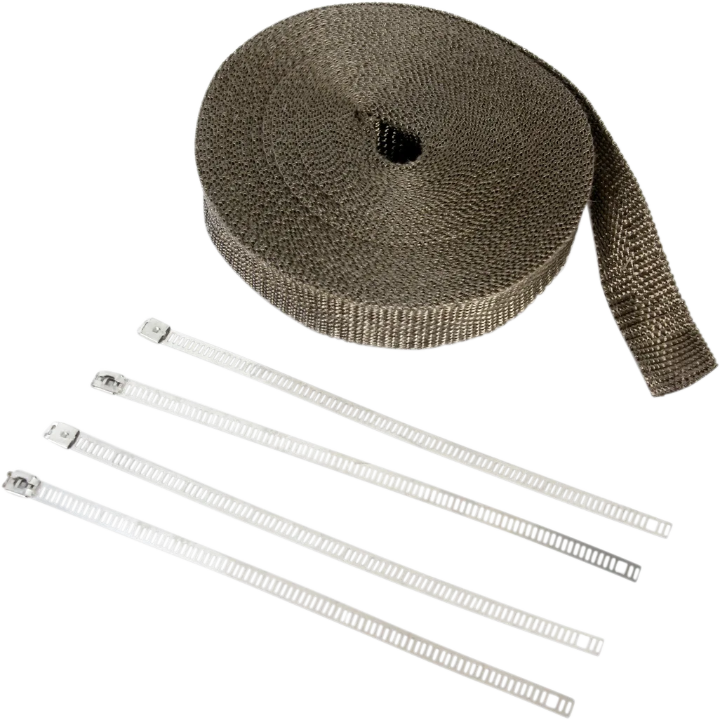 Metallic Lava Rock Exhaust Wrap with Silver Tie Wraps Kit