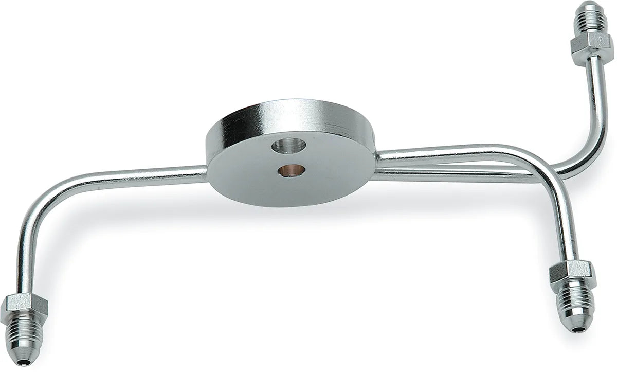 Chrome Steel Front Brake Tee with Fittings for Dual-Disc Applications