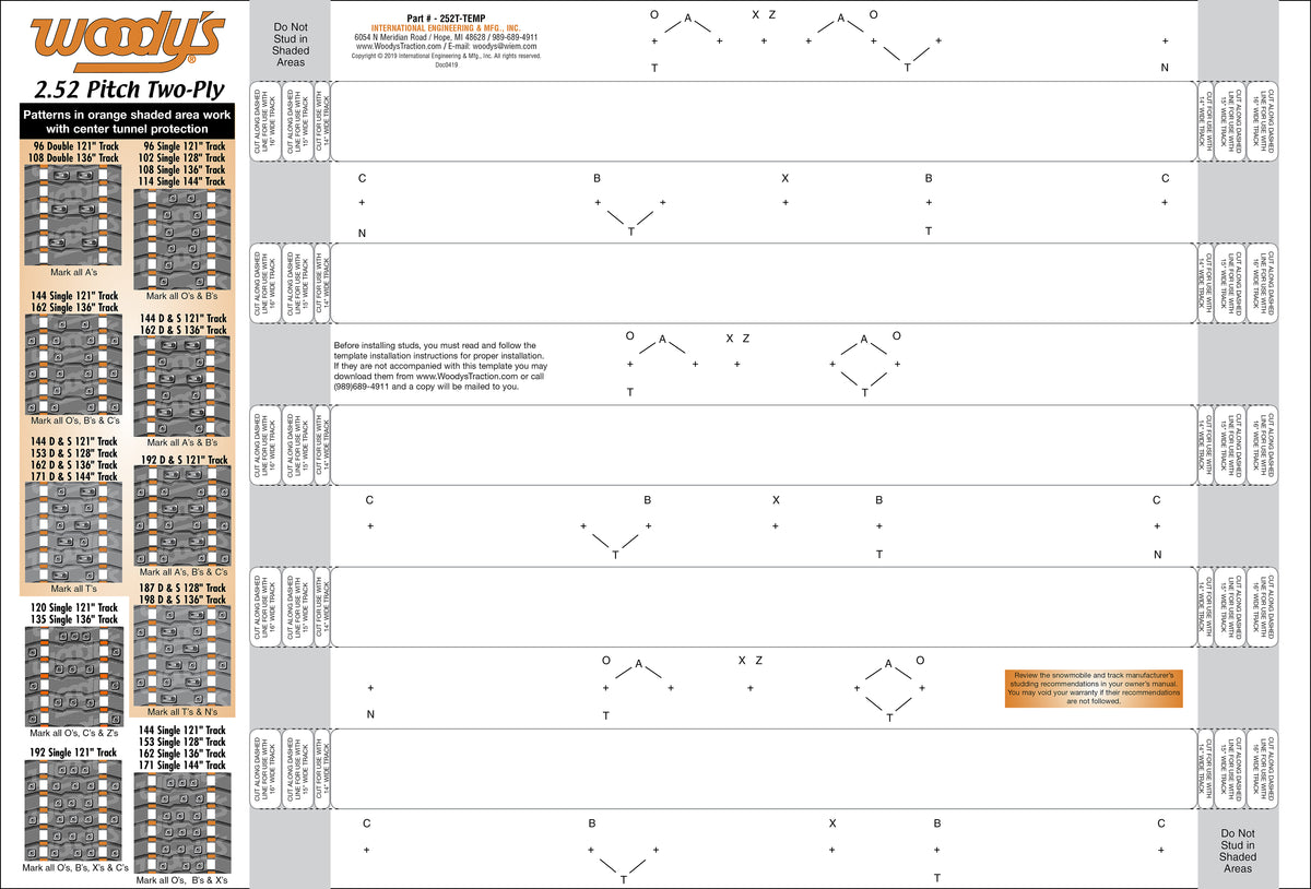 2.52" Pitch 2-Ply Stud Template