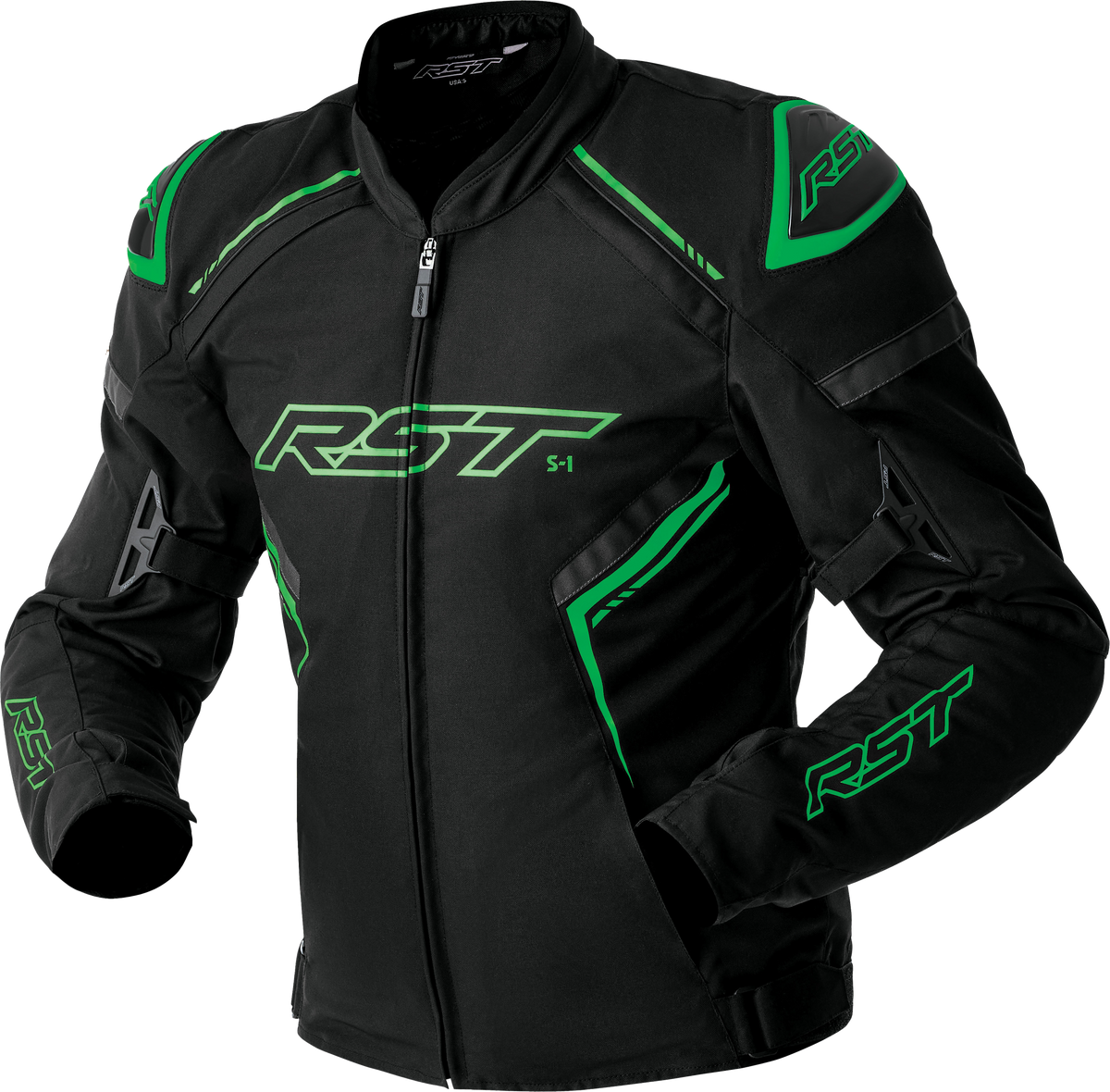 S1 D3O TEXTILE JACKET BLACK/GREY/FLO GRN 2X