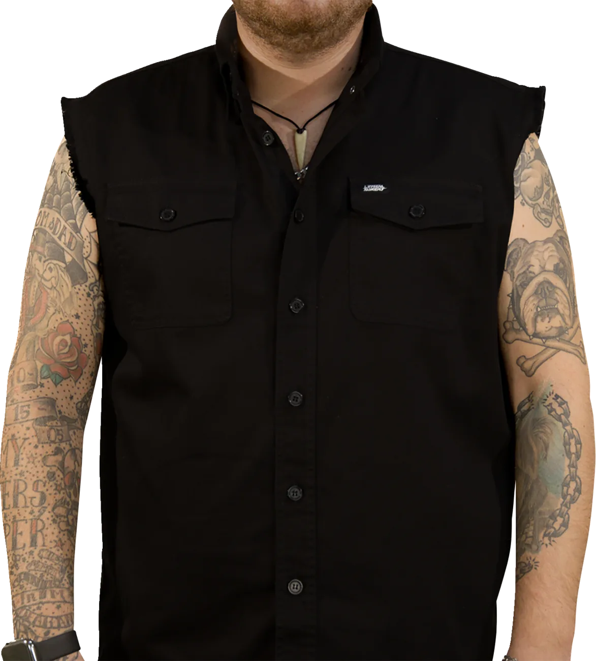 FTW Skull Printed Sleeveless Button Down Shirt