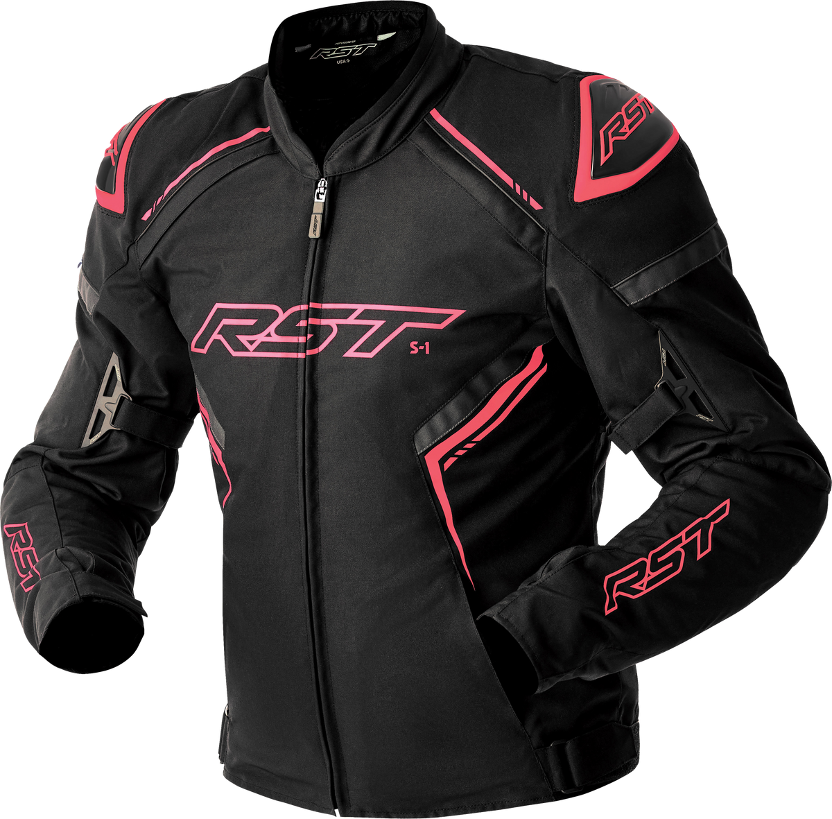 S1 D3O TEXTILE LADIES JACKET BLK/FLO PINK XL