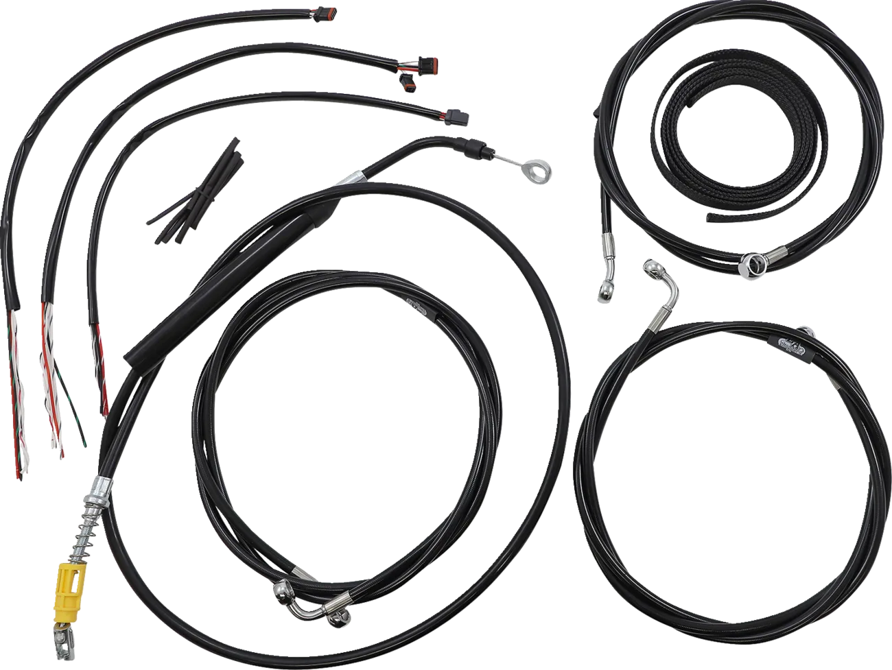 Complete Black Vinyl Braided Handlebar Cable/Brake Line Kit