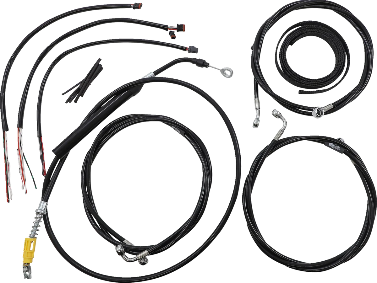 Complete Black Vinyl Braided Handlebar Cable/Brake Line Kit