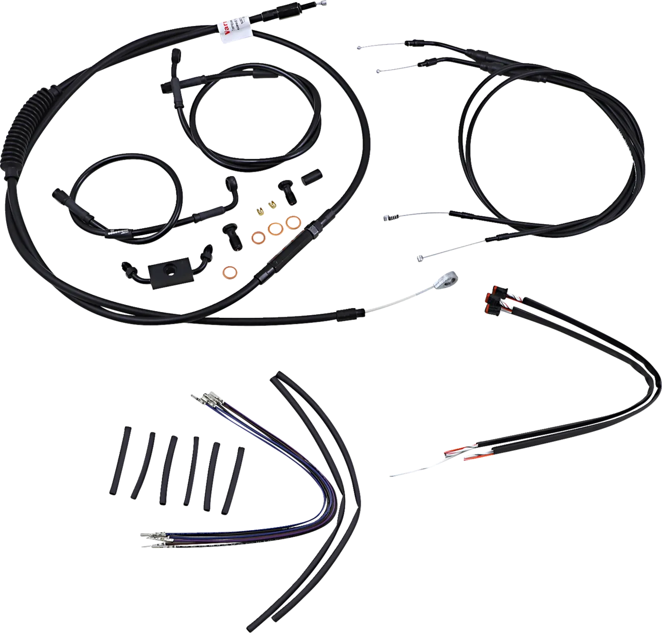 Complete Black Vinyl Handlebar Cable/Line Kit for Ape Hangers