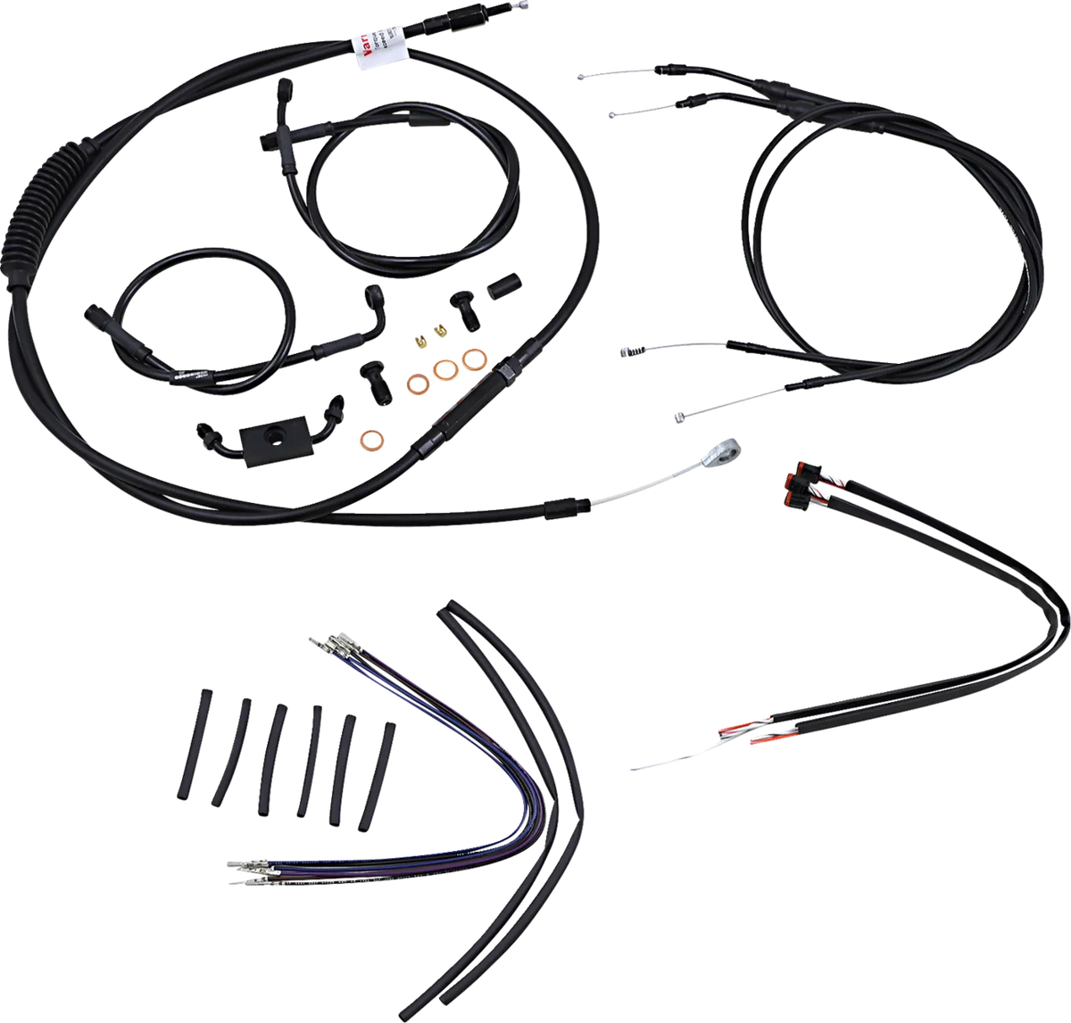 Complete Black Vinyl Handlebar Cable/Line Kit for Ape Hangers