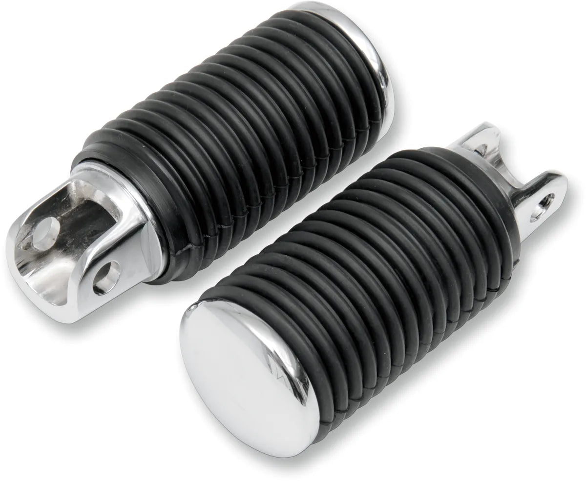 Chrome Foot Pegs with Rubber Sleeves — Pair