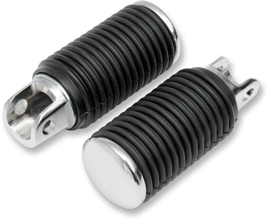 Chrome Foot Pegs with Rubber Sleeves — Pair