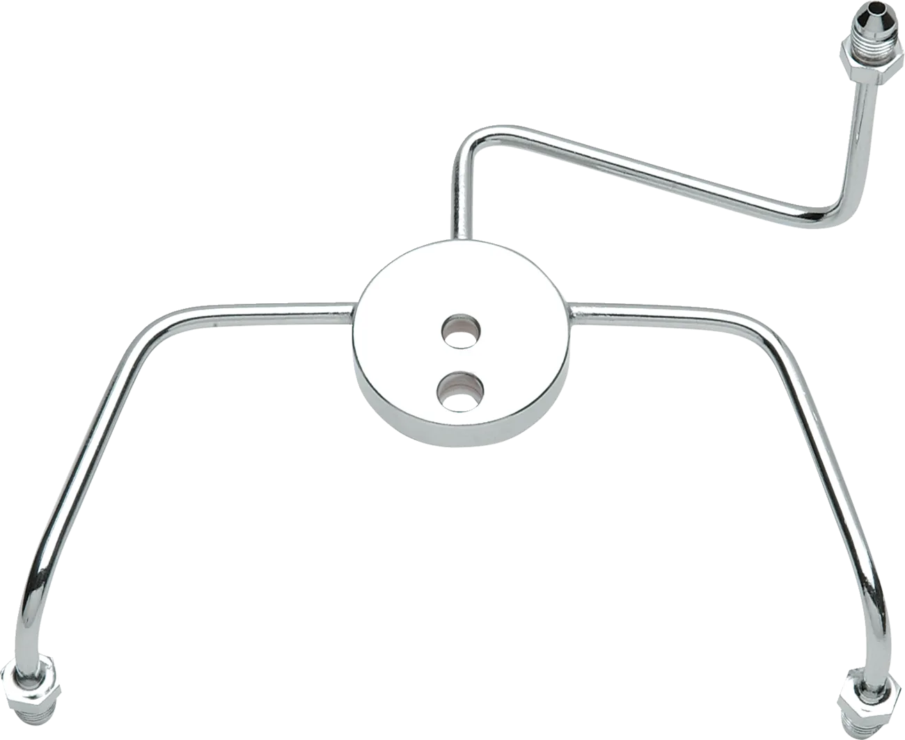 Chrome Steel Front Brake Tee with Fittings for Dual-Disc Applications