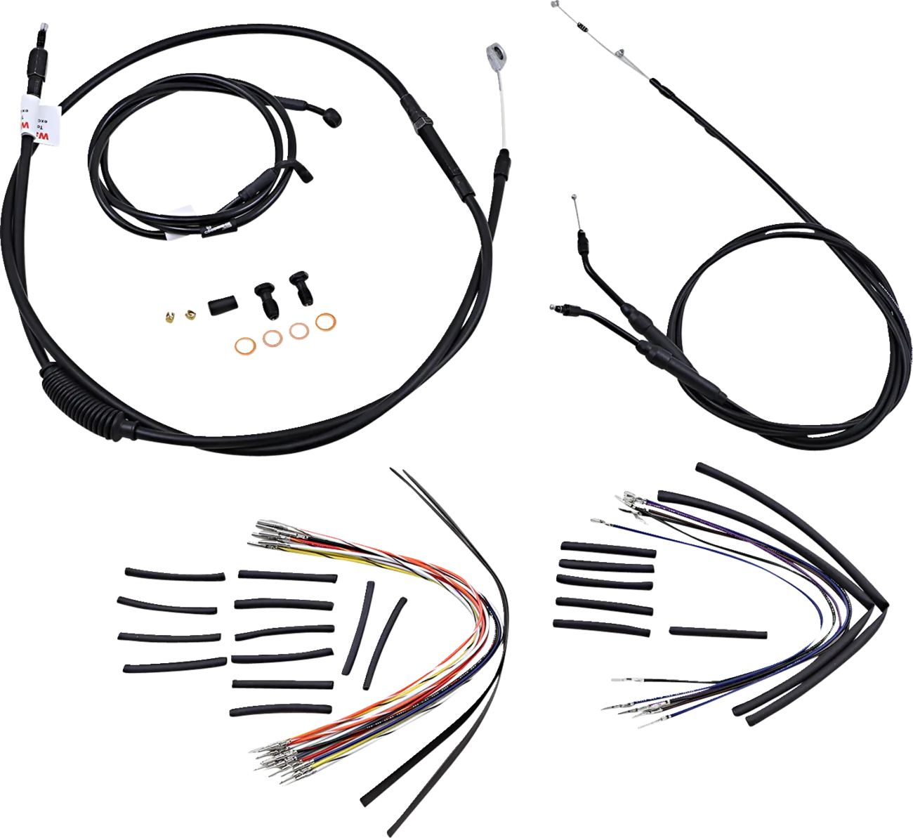 Complete Black Vinyl Handlebar Cable/Line Kit for Ape Hangers
