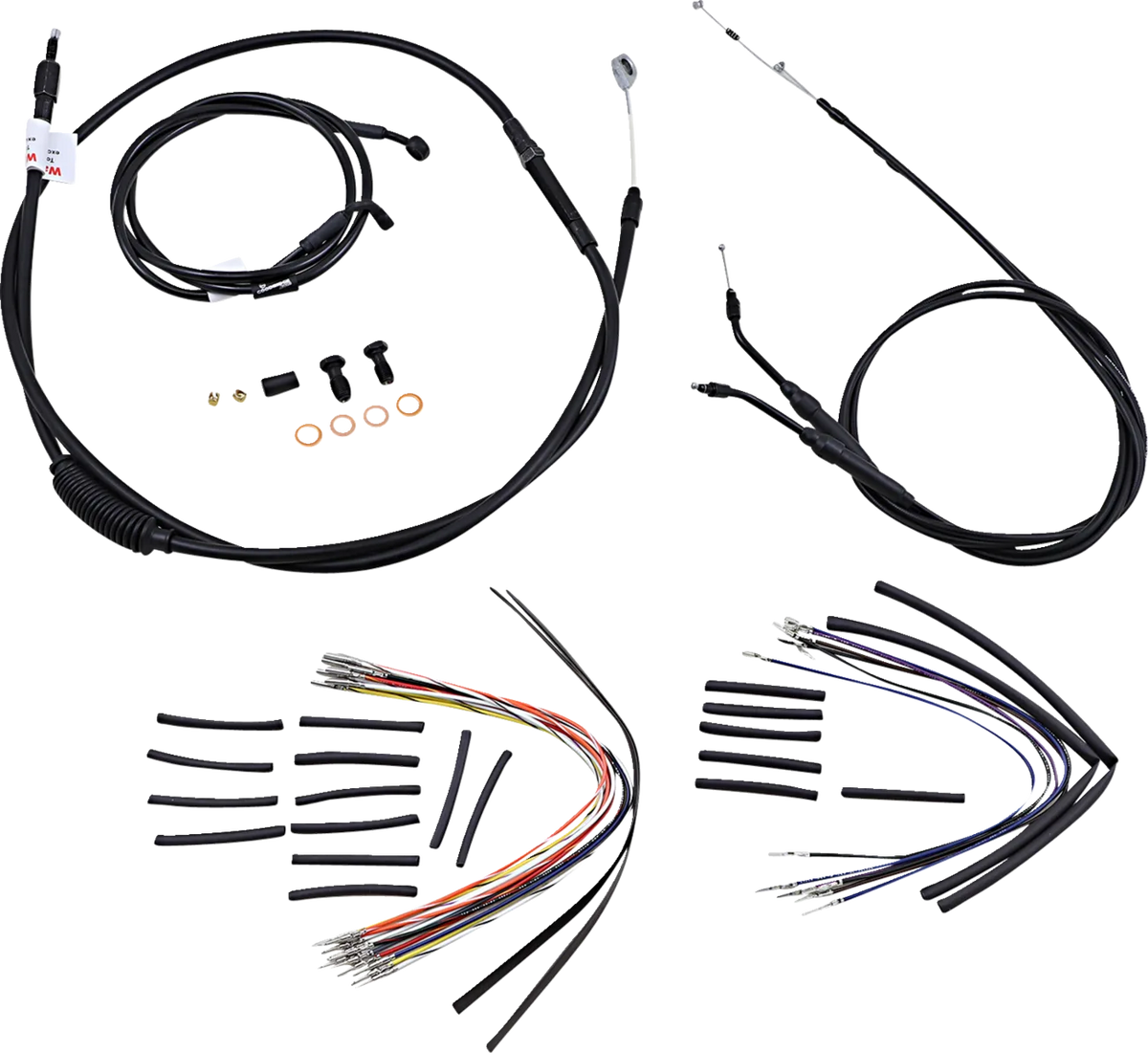 Complete Black Vinyl Handlebar Cable/Line Kit for Ape Hangers