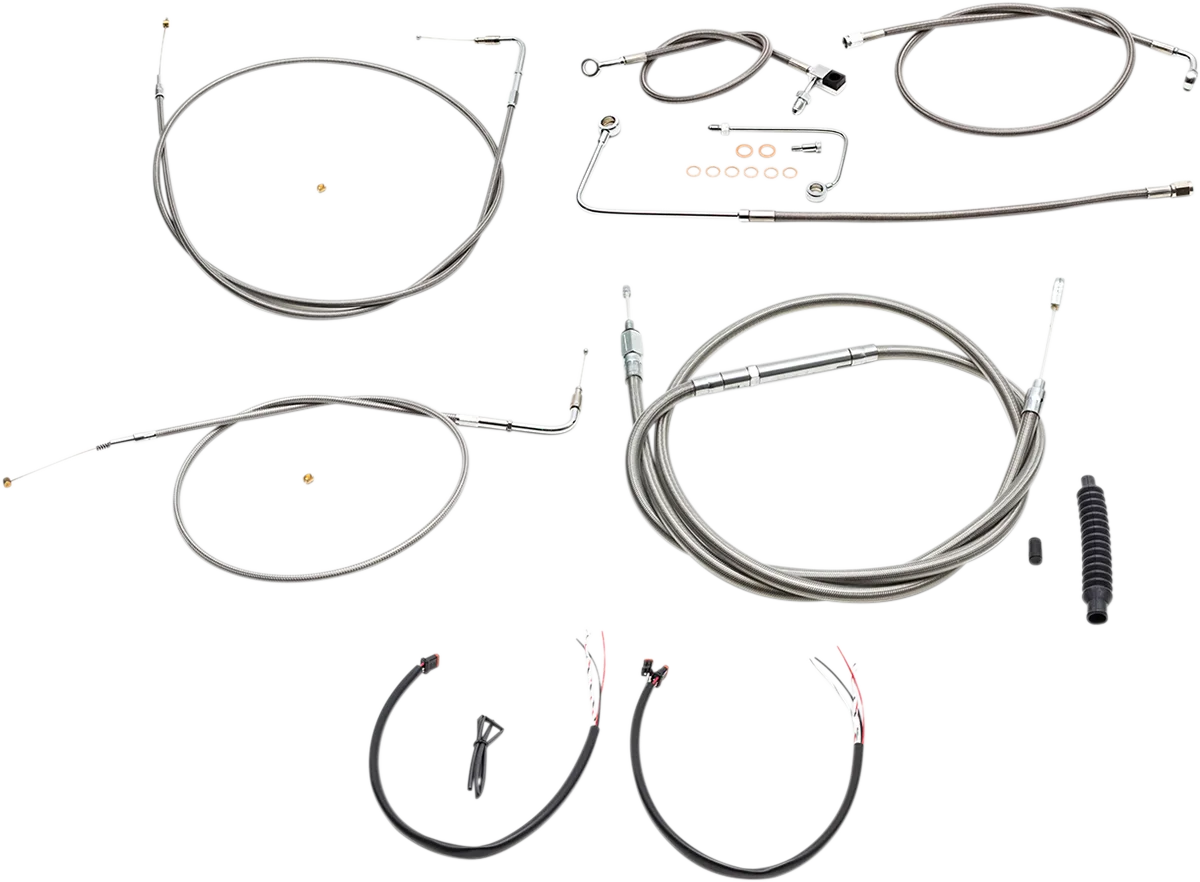 Complete Stainless Braided Handlebar Cable/Brake Line Kit — Cable Kit