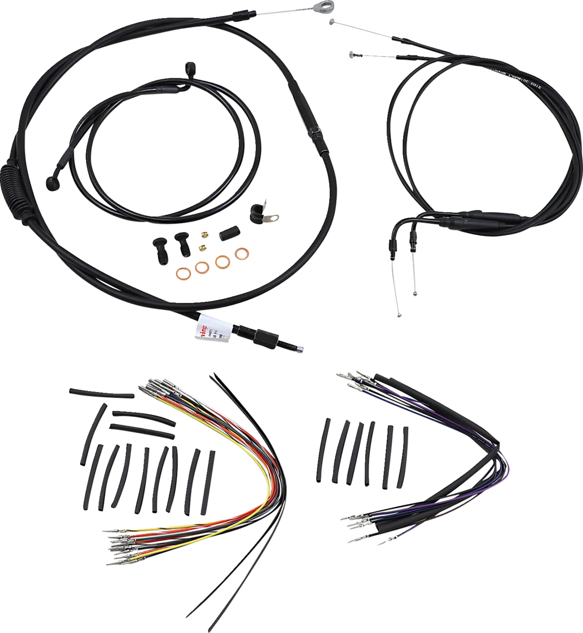 Complete Black Vinyl Handlebar Cable/Line Kit for Ape Hangers
