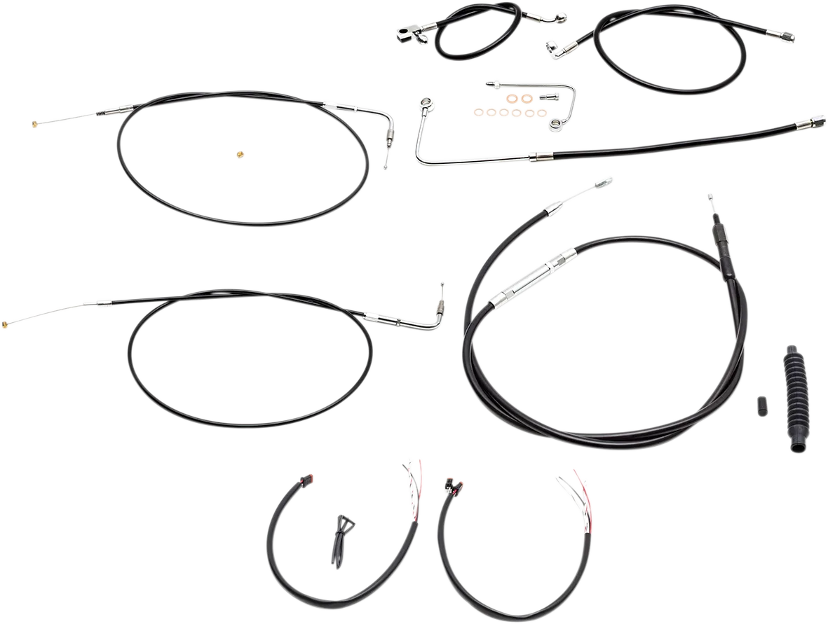 Complete Black Vinyl Braided Handlebar Cable/Brake Line Kit
