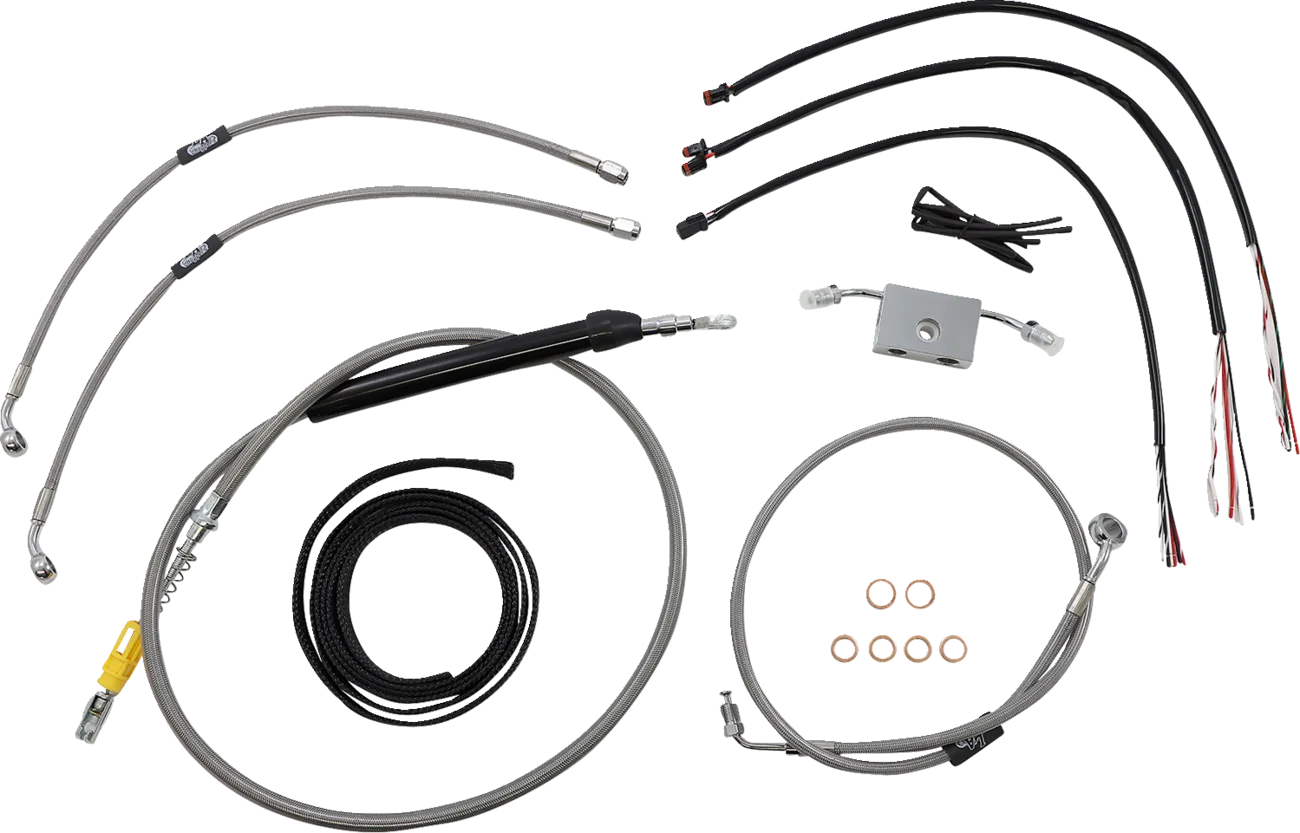 Complete Stainless Braided Handlebar Cable/Brake Line Kit — Cable Kit