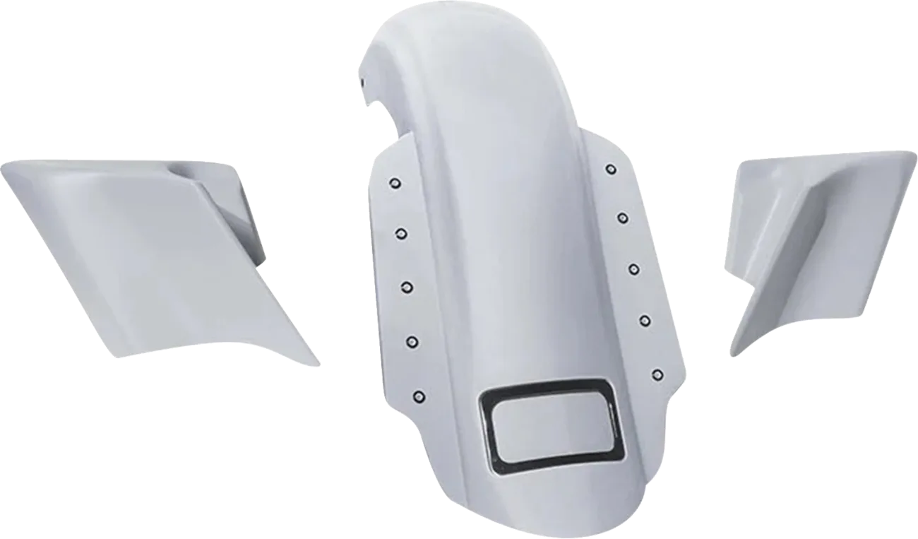 Swoop Three Piece Stretched Rear Fender Kit With Side Panels and Lightening Bolts