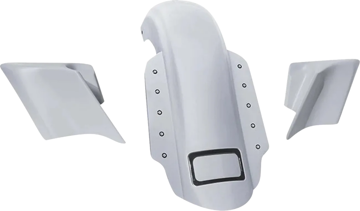 Swoop Three Piece Stretched Rear Fender Kit With Side Panels and Lightening Bolts