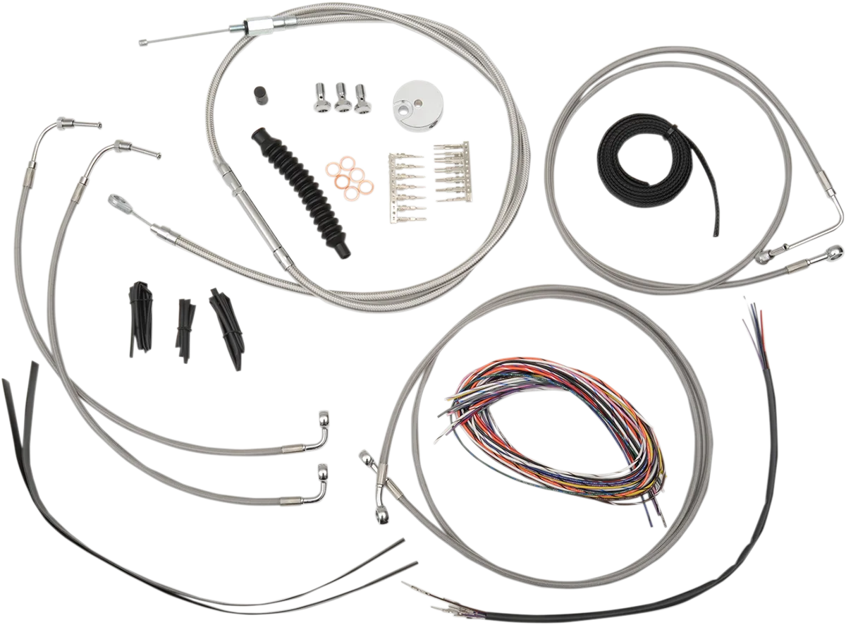Complete Stainless Braided Handlebar Cable/Brake Line Kit — Cable Kit