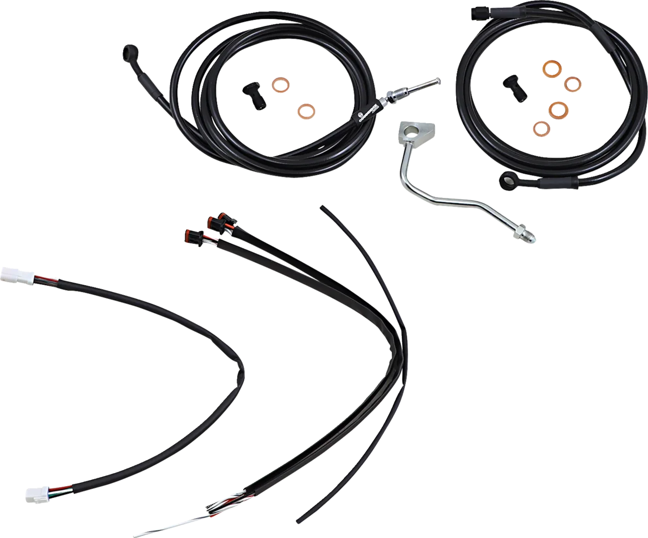 Complete Black Vinyl Handlebar Cable/Line Kit for Ape Hangers
