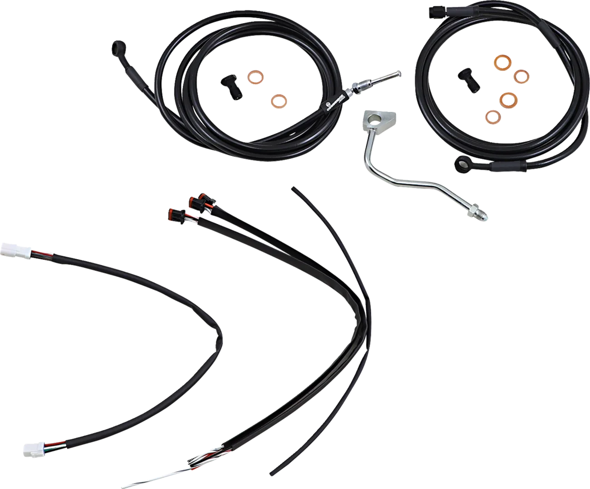 Complete Black Vinyl Handlebar Cable/Line Kit for Ape Hangers