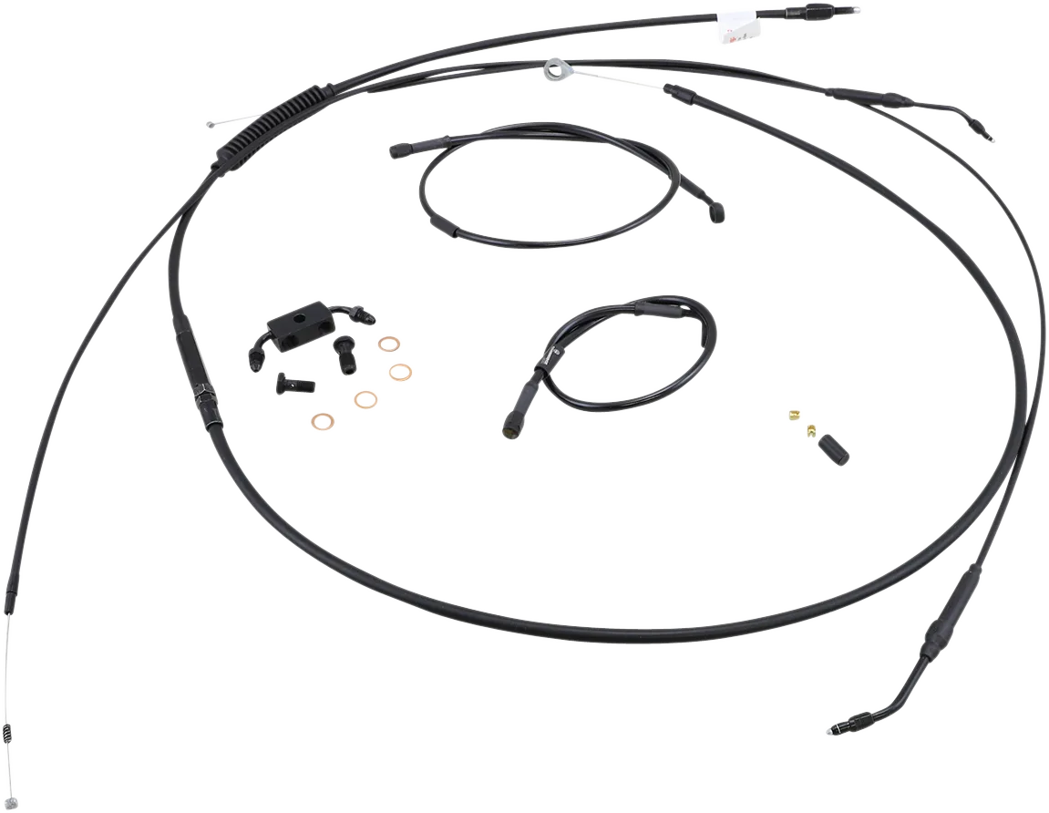 Complete Black Vinyl Handlebar Cable/Line Kit for Ape Hangers