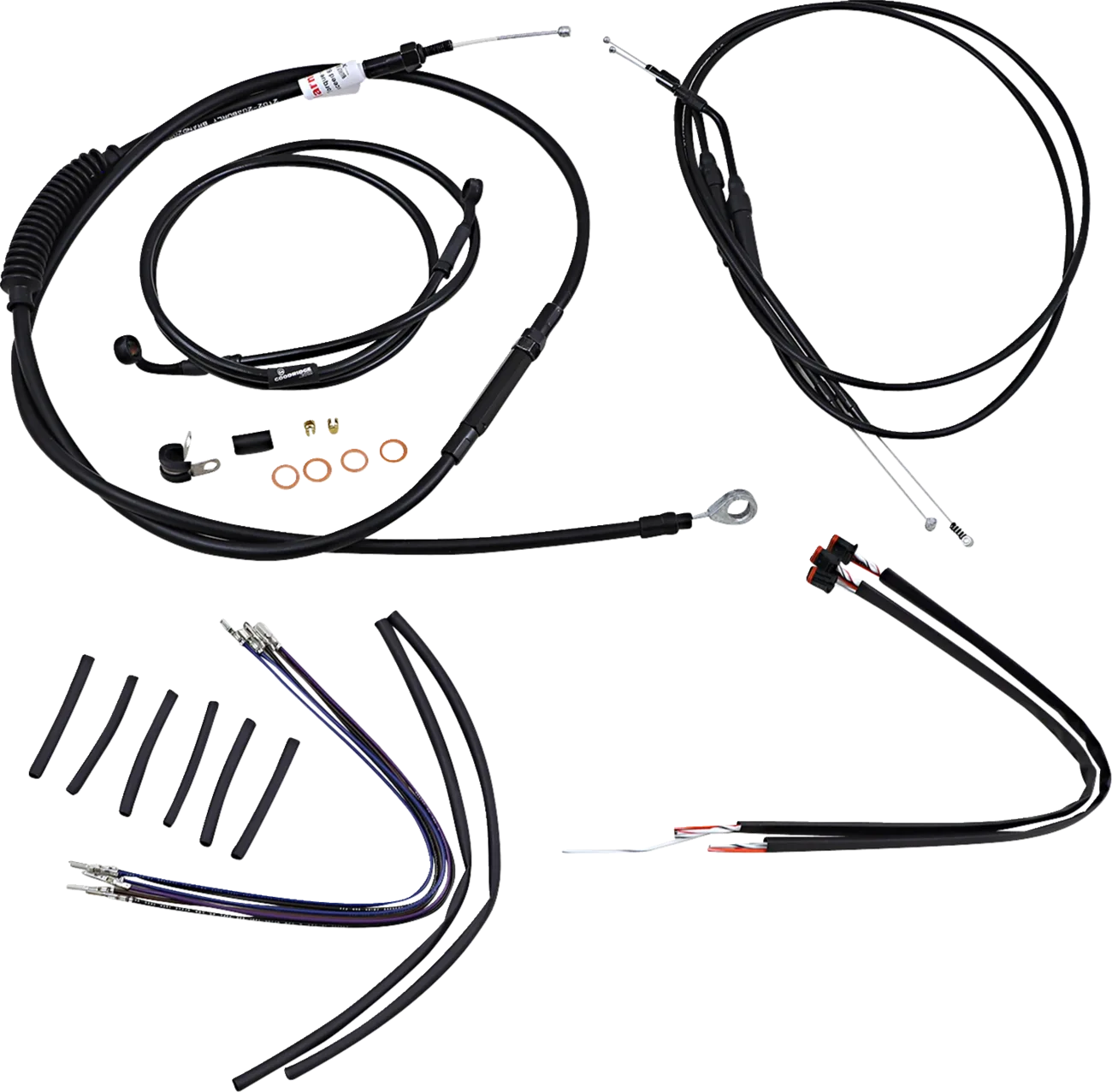 Complete Black Vinyl Handlebar Cable/Line Kit for Ape Hangers