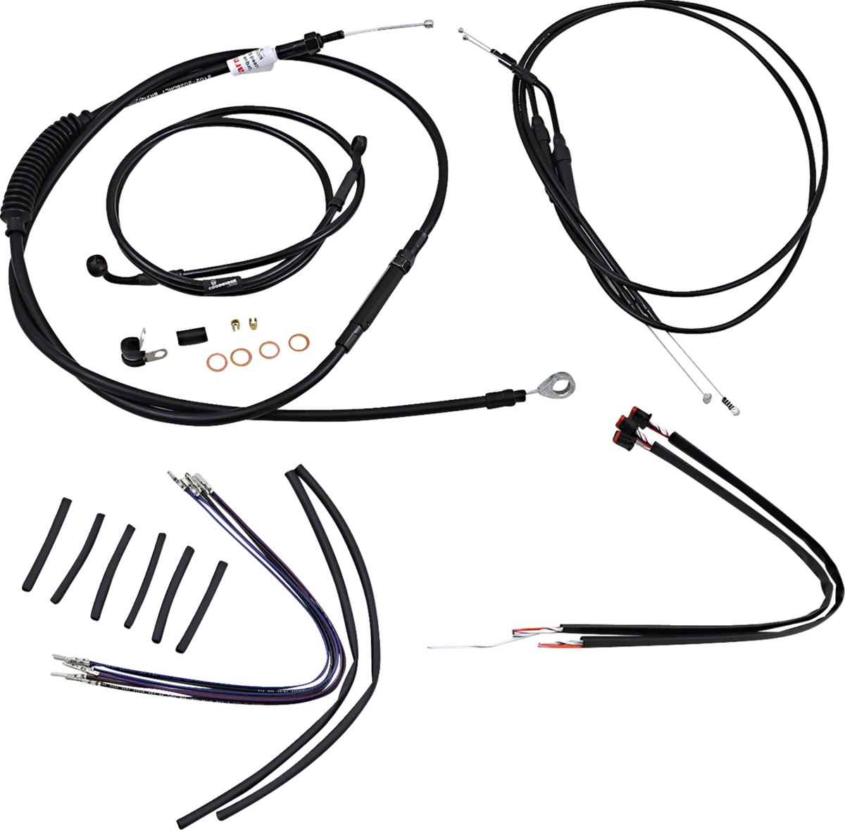Complete Black Vinyl Handlebar Cable/Line Kit for Ape Hangers