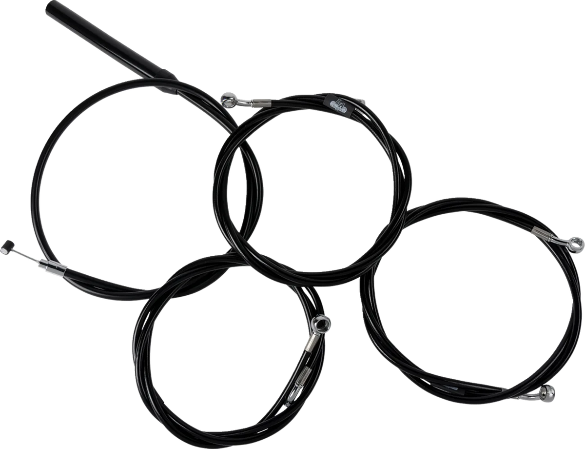 Complete Black Vinyl Braided Handlebar Cable/Brake Line Kit