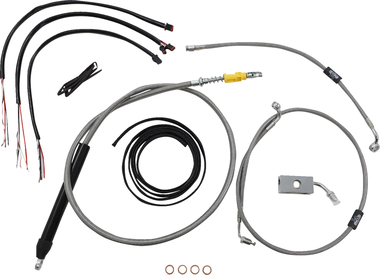 Complete Stainless Braided Handlebar Cable/Brake Line Kit — Cable Kit