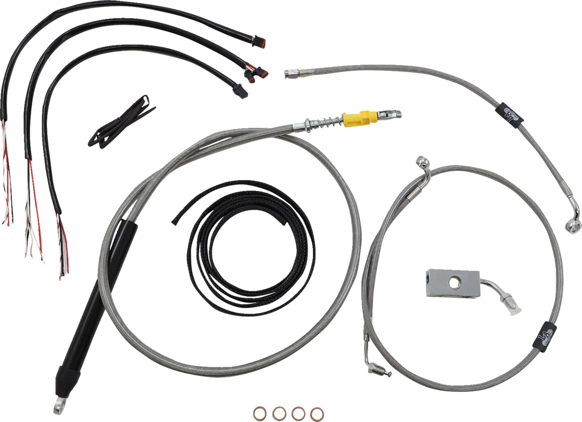 Complete Stainless Braided Handlebar Cable/Brake Line Kit — Cable Kit