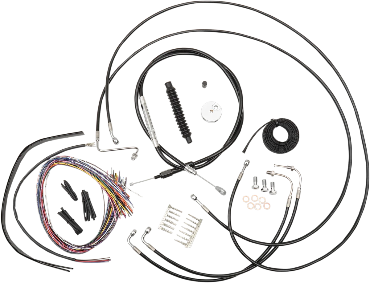 Complete Black Vinyl Braided Handlebar Cable/Brake Line Kit