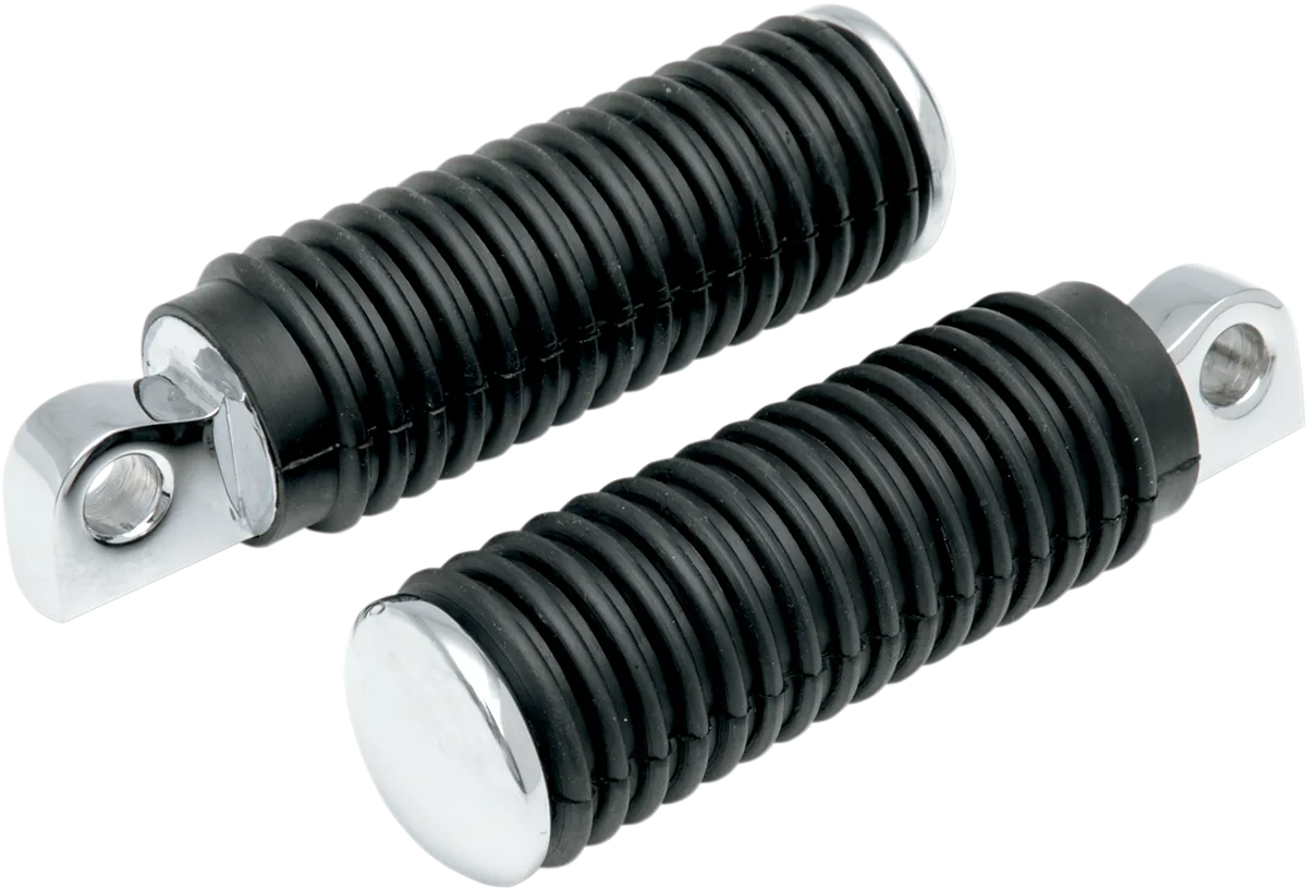 Chrome Foot Pegs with Rubber Sleeves — Pair