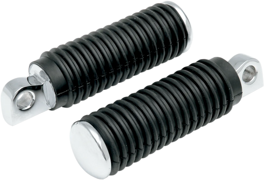 Chrome Foot Pegs with Rubber Sleeves — Pair