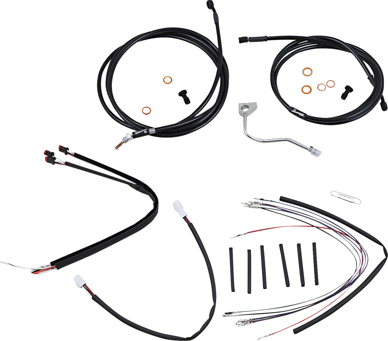 Complete Black Vinyl Handlebar Cable/Line Kit for Ape Hangers