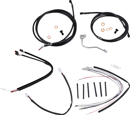 Complete Black Vinyl Handlebar Cable/Line Kit for Ape Hangers