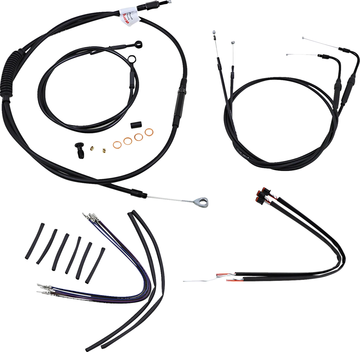 Complete Black Vinyl Handlebar Cable/Line Kit for Ape Hangers