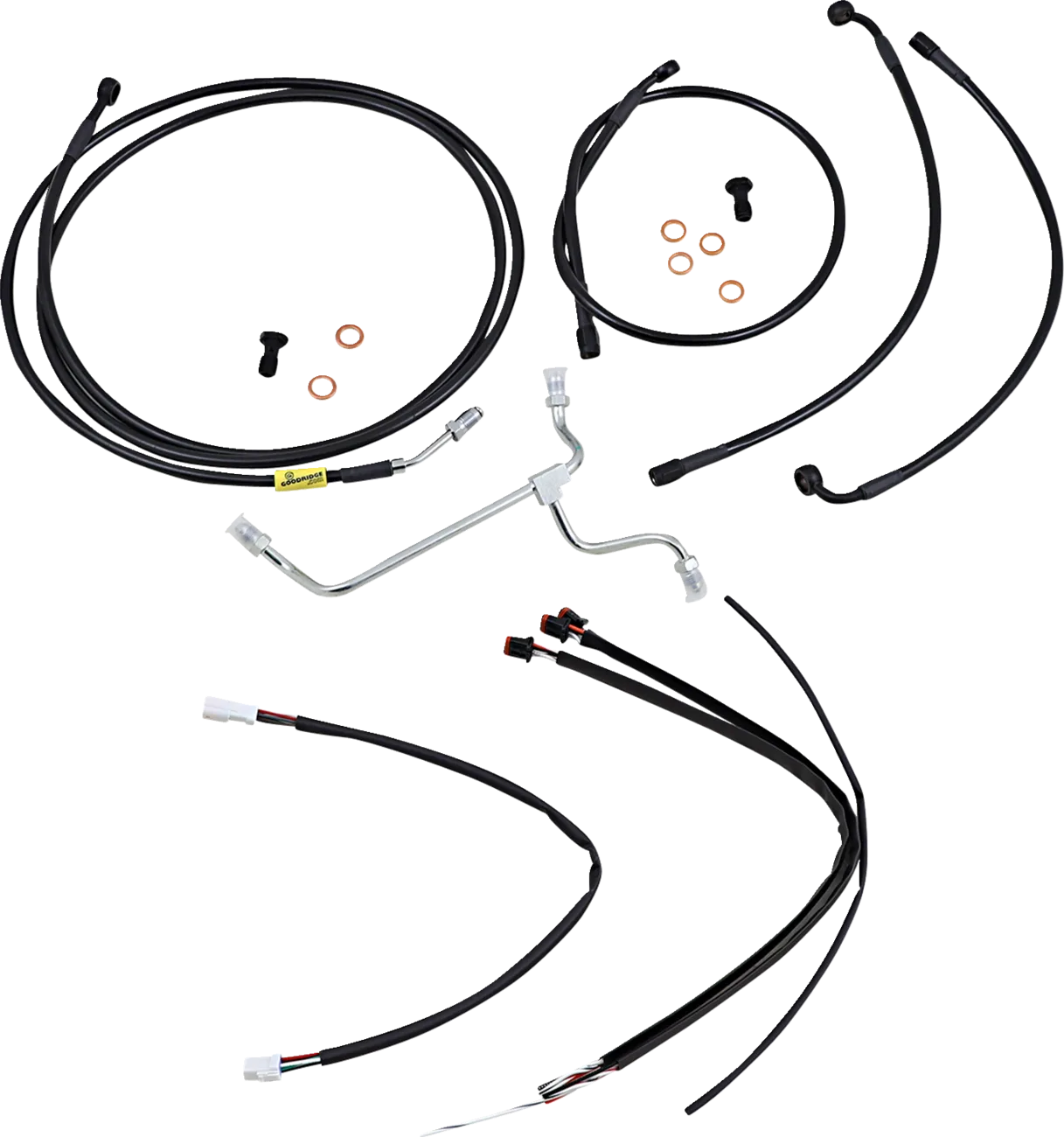 Complete Black Vinyl Handlebar Cable/Line Kit for Ape Hangers