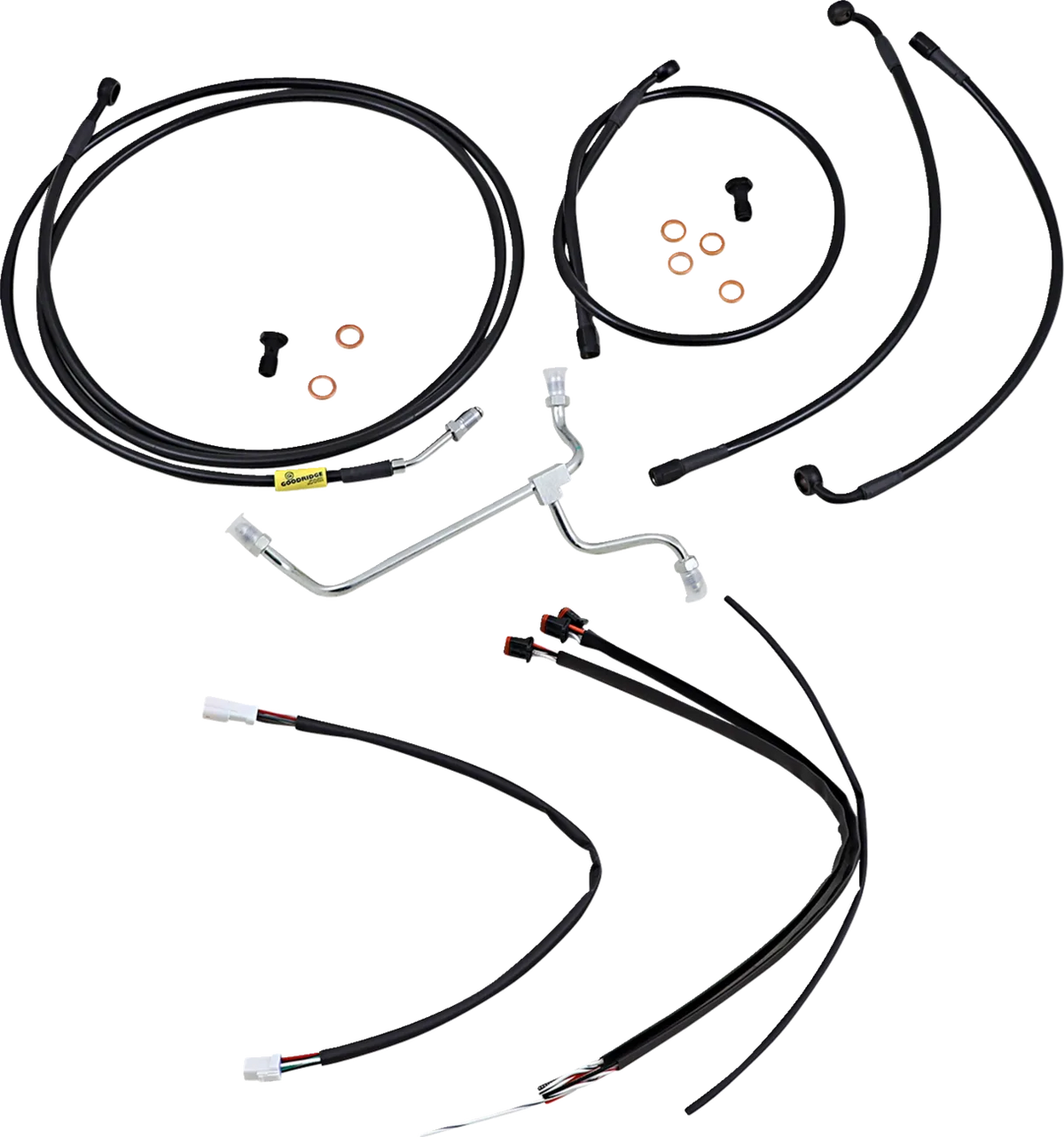 Complete Black Vinyl Handlebar Cable/Line Kit for Ape Hangers
