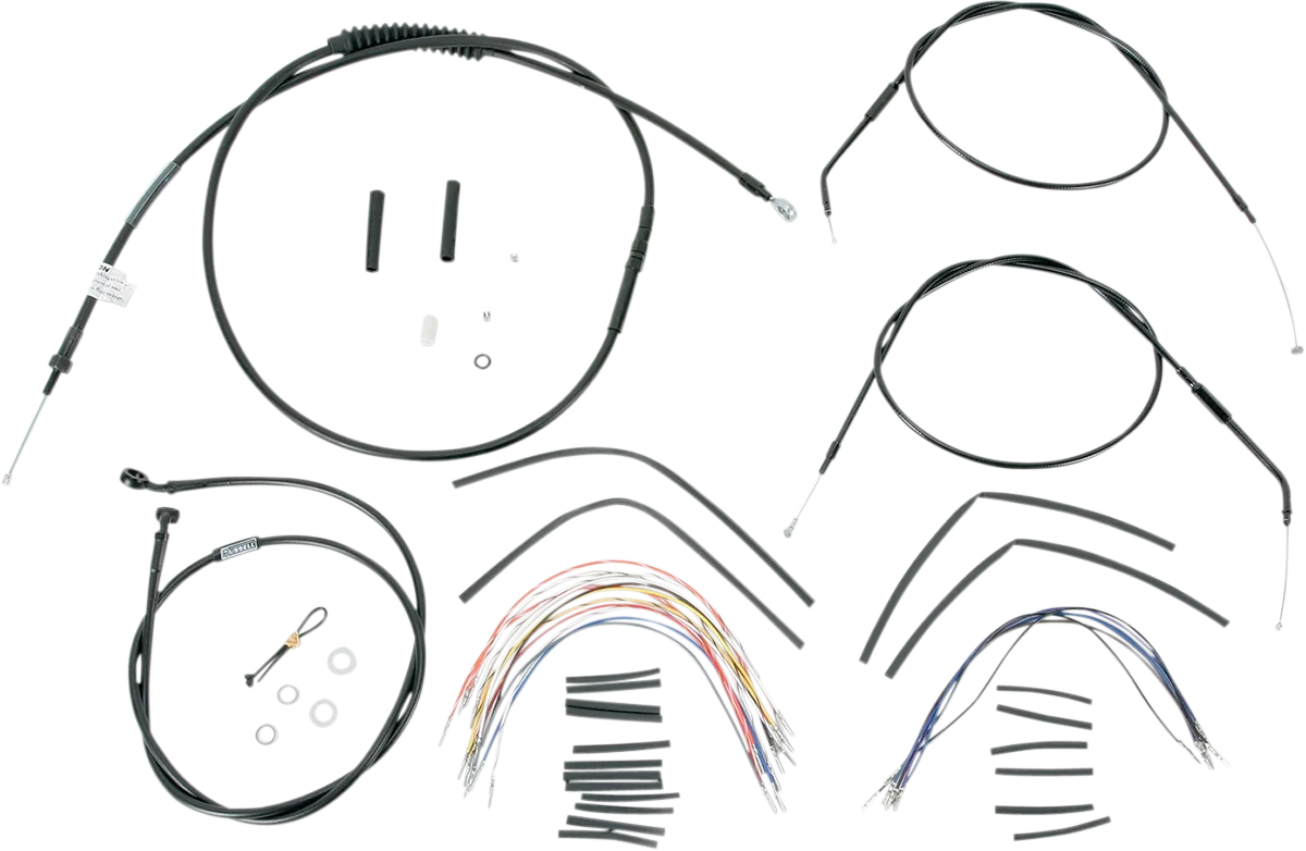 Complete Black Vinyl Handlebar Cable/Line Kit for Ape Hangers