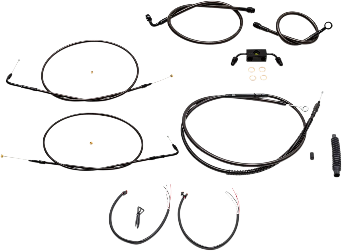 Complete Midnight Braided Handlebar Cable/Brake Line Kit — Mini