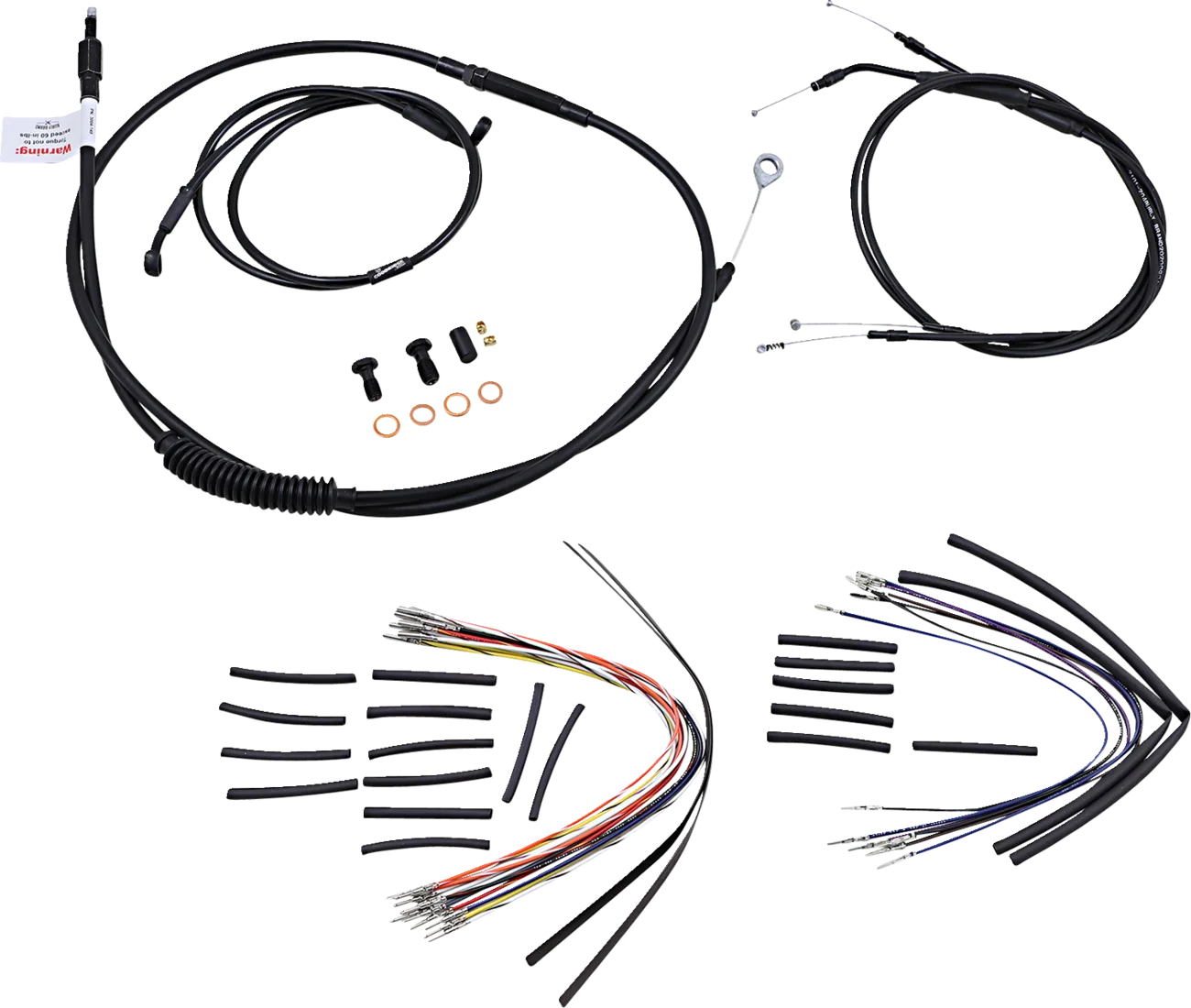 Complete Black Vinyl Handlebar Cable/Line Kit for Ape Hangers