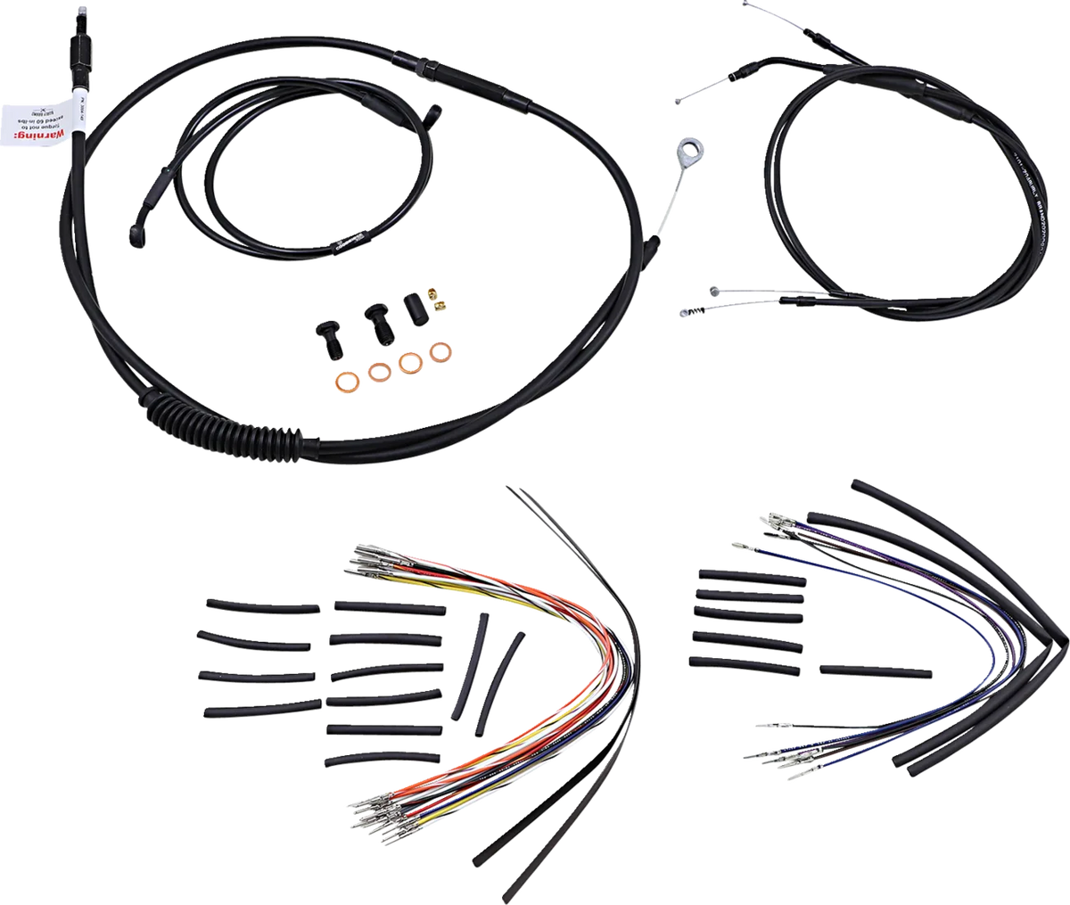 Complete Black Vinyl Handlebar Cable/Line Kit for Ape Hangers