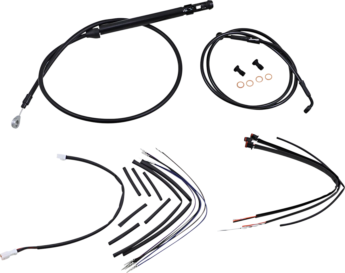 Complete Black Vinyl Handlebar Cable/Line Kit for Ape Hangers