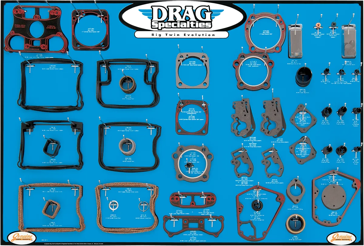 Gasket/Seal and O-Ring Display for Evolution Big Twin Motors